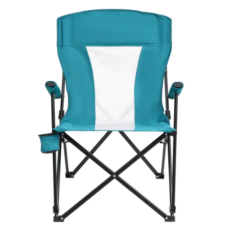 Steel folding Mesh Quad Camping Chair, with Cup Holder, & Carry Bag; Blue-海智集-Default-