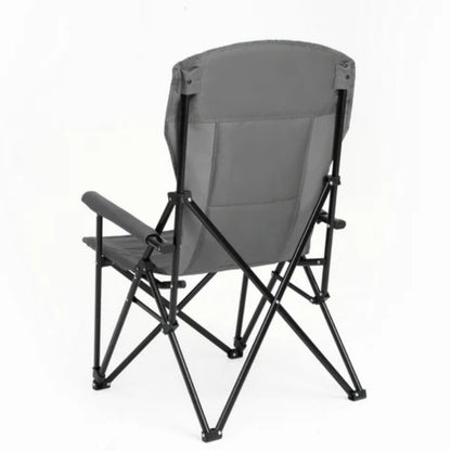 High Back Heavy Duty Lawn Chair Support 250LBS, Portable Collapsible Chair with Cup Holder -Grey-海智集-Default-