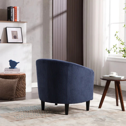 COOLMORE Living Room Accent Barrel Chair, Century Modern Style Decorative Chair, Armchair for Living Room with Thick Cushions and Pillows, Comfy Single Sofa Chair, Chair with Wooden Legs,Blue-海智集-Default-
