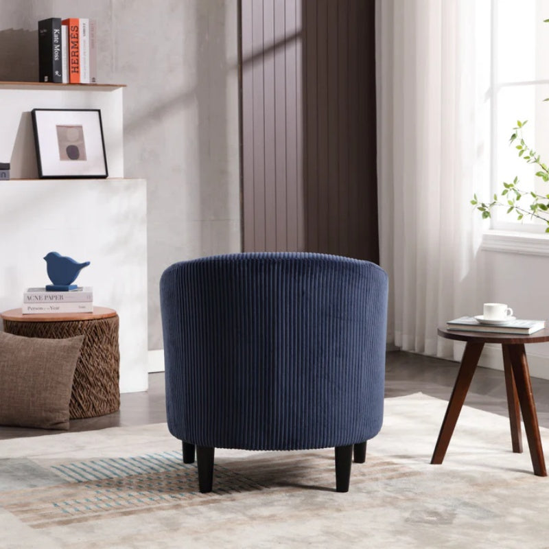 COOLMORE Living Room Accent Barrel Chair, Century Modern Style Decorative Chair, Armchair for Living Room with Thick Cushions and Pillows, Comfy Single Sofa Chair, Chair with Wooden Legs,Blue-海智集-Default-
