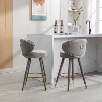 COOLMORE Counter Height Bar Stools Set of 2 for Kitchen Counter Solid Wood Legs with a fixed height of 360 degrees-海智集-Default-