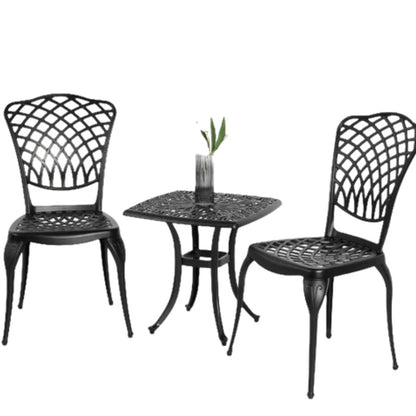 Bistro Set 3 Piece Rustproof Cast Aluminum Patio Furniture Sets 2 Chairs and 1 Round Table Outdoor, Garden, Patio, Balcony, black-海智集-Default-