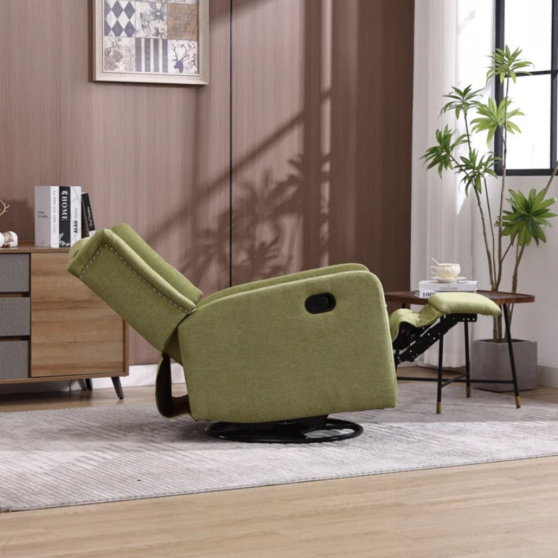 COOLMORE Rocking Recliner Chair,360 Degree Swivel Nursery Rocking Chair,Glider Chair,Modern Small Rocking Swivel Recliner Chair for Bedroom,Living Room Chair Home Theater Seat (Ovive Green)-海智集-Default-