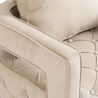 Swivel Accent Chair - Modern Accent Chair with Pillow, Velvet Armchair Side Chair with Tufted Button for Living Room, Bedroom, Office(Beige)-海智集-Default-