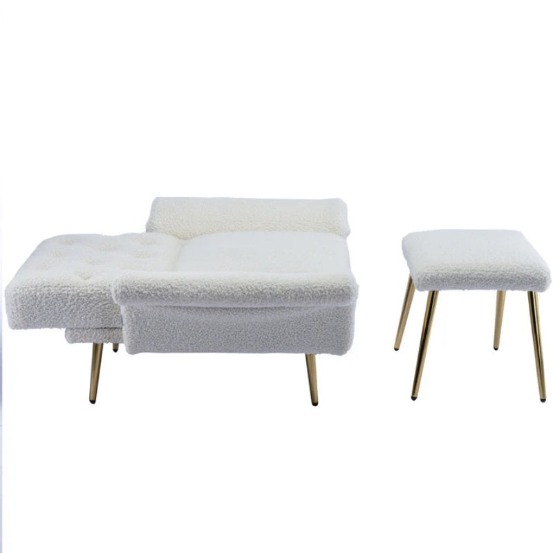 COOLMORE Velvet Accent Chair with Adjustable Armrests and Backrest, Button Tufted Lounge Chair, Single Recliner Armchair with Ottoman-海智集-Default-
