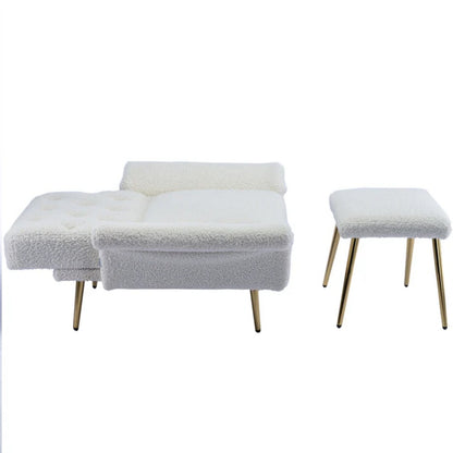 COOLMORE Velvet Accent Chair with Adjustable Armrests and Backrest, Button Tufted Lounge Chair, Single Recliner Armchair with Ottoman-海智集-Default-
