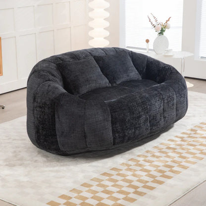 High Back Durable Comfort Bean Bag Sofa Couch for Adults and Kids, Black Chenille-海智集-Default-