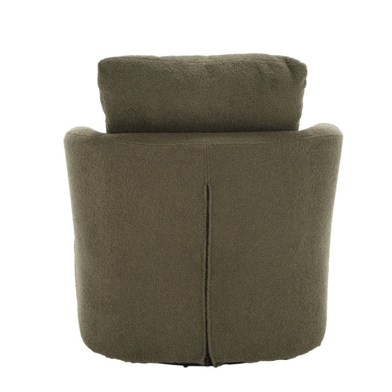 Modern Swivel Barrel Chair, Comfy Round Accent Sofa Chair, 360 Degree Swivel, Green Teddy Fabric, 32.68' x 30.31' x 24.80'-海智集-Default-