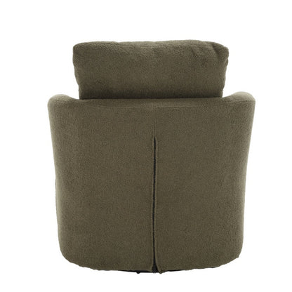Modern Swivel Barrel Chair, Comfy Round Accent Sofa Chair, 360 Degree Swivel, Green Teddy Fabric, 32.68' x 30.31' x 24.80'-海智集-Default-