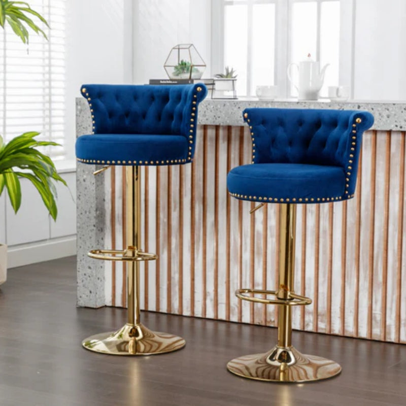 COOLMORE Swivel Bar Stools Set of 2 Adjustable Counter Height Chairs with Footrest for Kitchen, Dining Room 2PC/SET-海智集-Default-