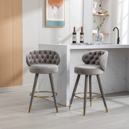COOLMORE Counter Height Bar Stools Set of 2 for Kitchen Counter Solid Wood Legs with a fixed height of 360 degrees-海智集-Default-