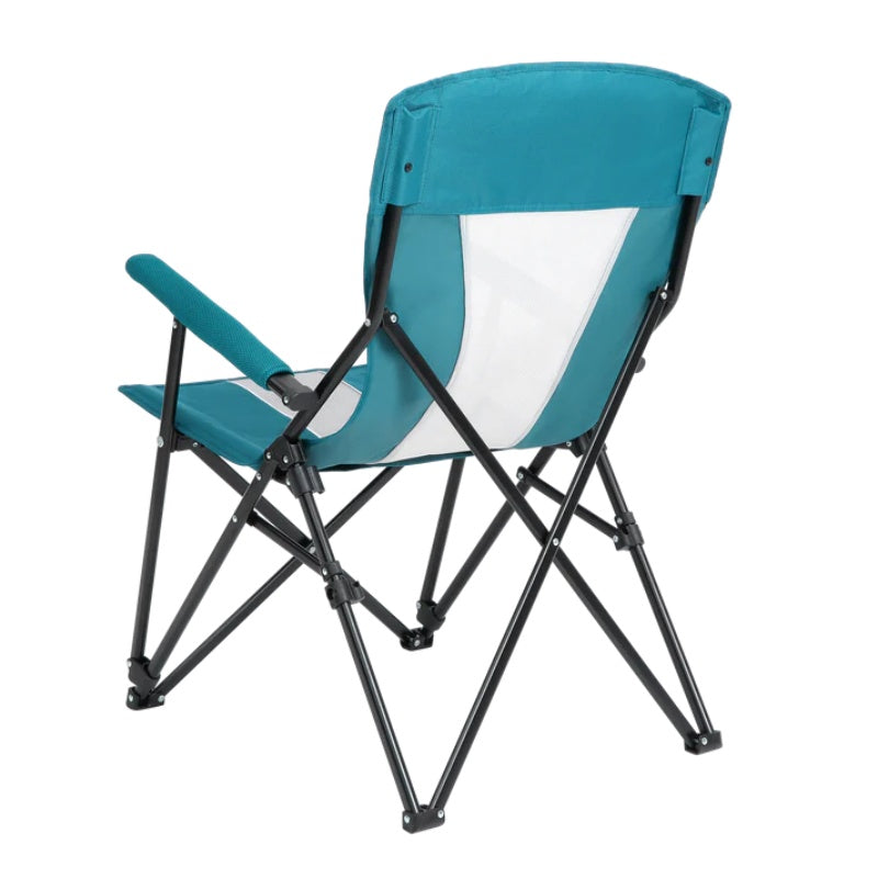 Steel folding Mesh Quad Camping Chair, with Cup Holder, & Carry Bag; Blue-海智集-Default-