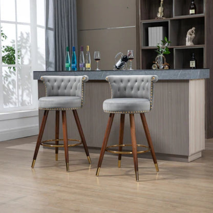 COOLMORE Swivel Bar Stools with Backrest Footrest ,with a fixed height of 360 degrees-海智集-Default-
