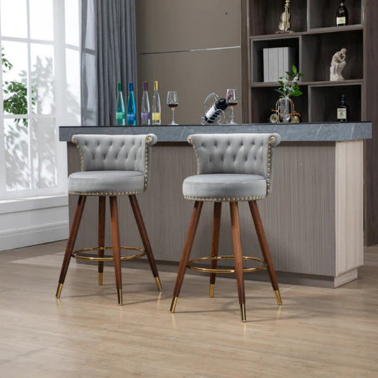 COOLMORE Swivel Bar Stools with Backrest Footrest ,with a fixed height of 360 degrees-海智集-Default-
