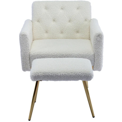 COOLMORE Velvet Accent Chair with Adjustable Armrests and Backrest, Button Tufted Lounge Chair, Single Recliner Armchair with Ottoman-海智集-Default-