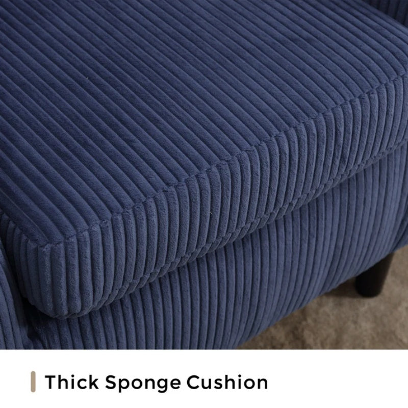 COOLMORE Living Room Accent Barrel Chair, Century Modern Style Decorative Chair, Armchair for Living Room with Thick Cushions and Pillows, Comfy Single Sofa Chair, Chair with Wooden Legs,Blue-海智集-Default-
