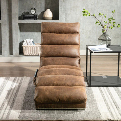 Linen Massage Chaise Lounge Indoor with Remote Control, Ergonomic Electric Massage Long Lounger, Coffee-海智集-Default-