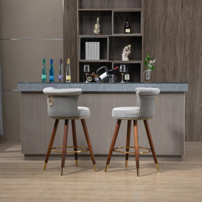 COOLMORE Swivel Bar Stools with Backrest Footrest ,with a fixed height of 360 degrees-海智集-Default-