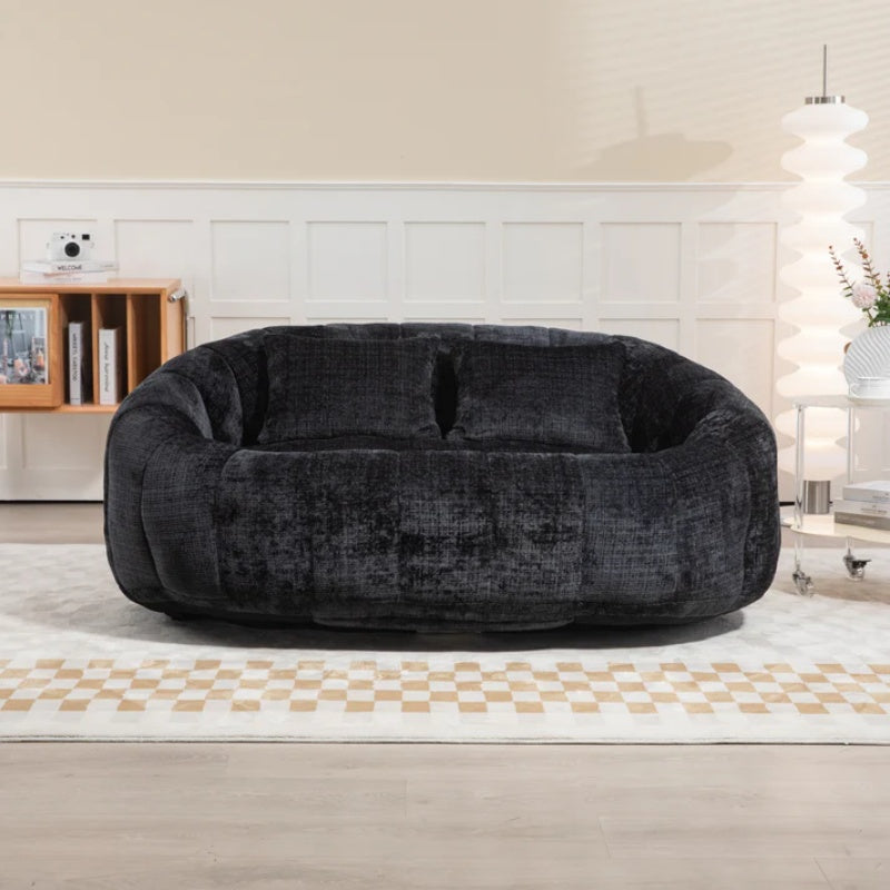 High Back Durable Comfort Bean Bag Sofa Couch for Adults and Kids, Black Chenille-海智集-Default-