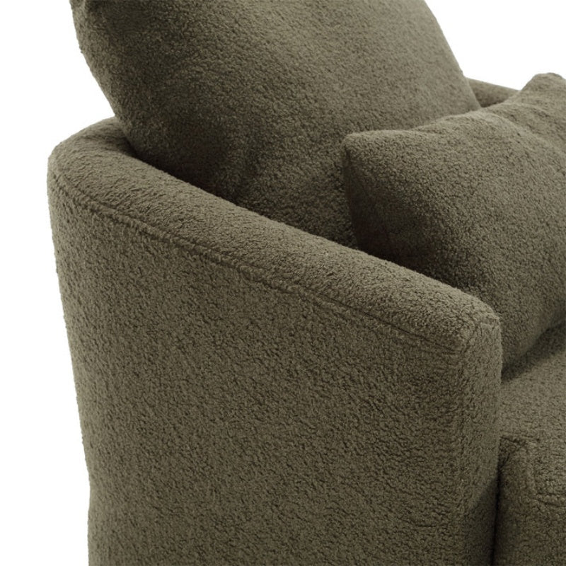 Modern Swivel Barrel Chair, Comfy Round Accent Sofa Chair, 360 Degree Swivel, Green Teddy Fabric, 32.68' x 30.31' x 24.80'-海智集-Default-