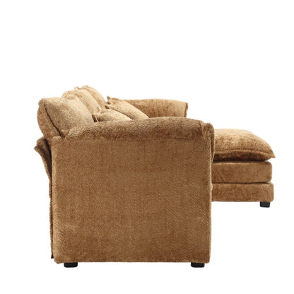 Modern Large L-Shape Sectional Chenille fabric, movable pedals, detachable armrests, oversized three-seat Sofa-海智集-Default-