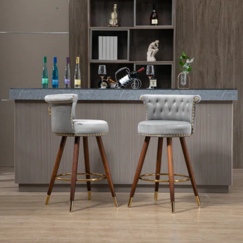 COOLMORE Swivel Bar Stools with Backrest Footrest ,with a fixed height of 360 degrees-海智集-Default-