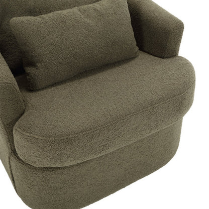 Modern Swivel Barrel Chair, Comfy Round Accent Sofa Chair, 360 Degree Swivel, Green Teddy Fabric, 32.68' x 30.31' x 24.80'-海智集-Default-