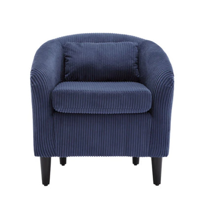 COOLMORE Living Room Accent Barrel Chair, Century Modern Style Decorative Chair, Armchair for Living Room with Thick Cushions and Pillows, Comfy Single Sofa Chair, Chair with Wooden Legs,Blue-海智集-Default-