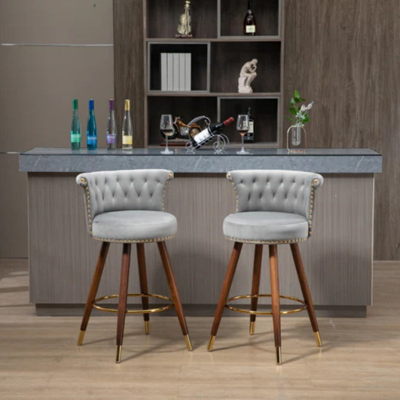 COOLMORE Swivel Bar Stools with Backrest Footrest ,with a fixed height of 360 degrees-海智集-Default-
