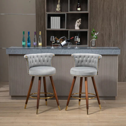 COOLMORE Swivel Bar Stools with Backrest Footrest ,with a fixed height of 360 degrees-海智集-Default-