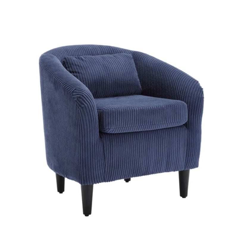 COOLMORE Living Room Accent Barrel Chair, Century Modern Style Decorative Chair, Armchair for Living Room with Thick Cushions and Pillows, Comfy Single Sofa Chair, Chair with Wooden Legs,Blue-海智集-Default-