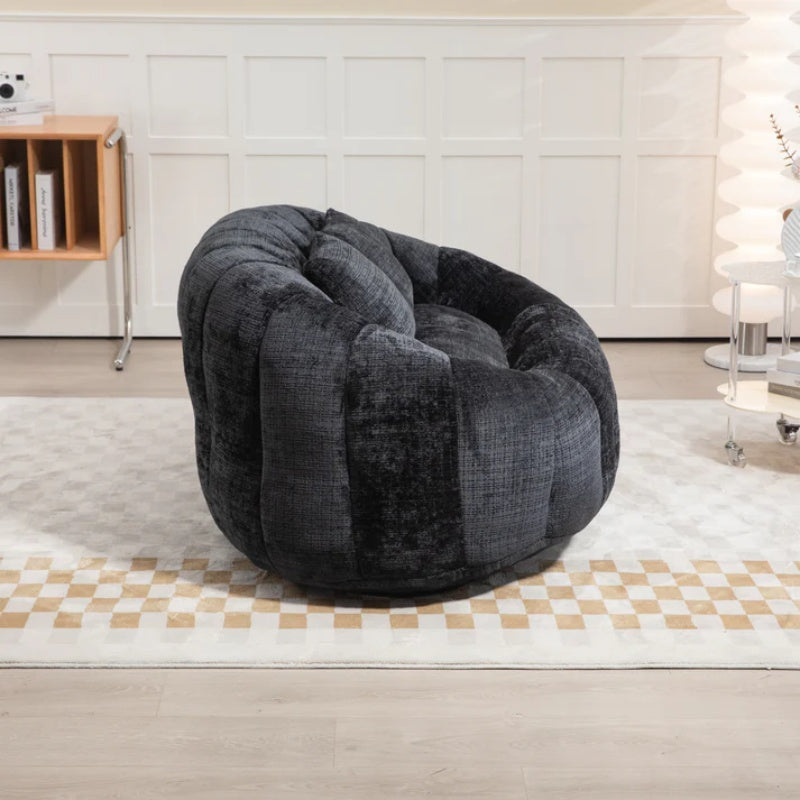 High Back Durable Comfort Bean Bag Sofa Couch for Adults and Kids, Black Chenille-海智集-Default-