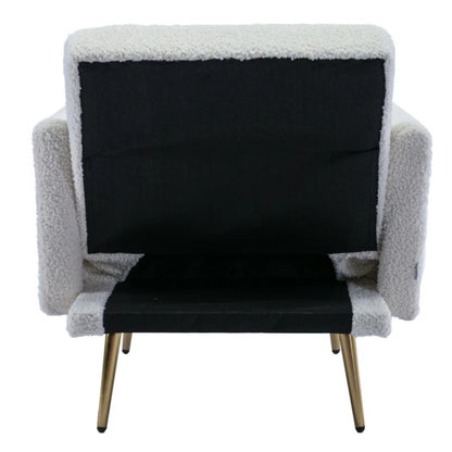 COOLMORE Velvet Accent Chair with Adjustable Armrests and Backrest, Button Tufted Lounge Chair, Single Recliner Armchair with Ottoman-海智集-Default-