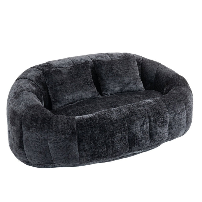High Back Durable Comfort Bean Bag Sofa Couch for Adults and Kids, Black Chenille-海智集-Default-