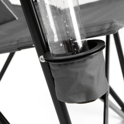 High Back Heavy Duty Lawn Chair Support 250LBS, Portable Collapsible Chair with Cup Holder -Grey-海智集-Default-