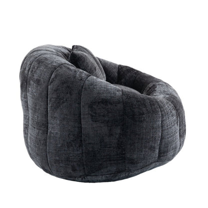 High Back Durable Comfort Bean Bag Sofa Couch for Adults and Kids, Black Chenille-海智集-Default-