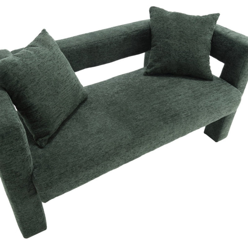 Modern Chenille Loveseat Sofa, Comfy Upholstered 2-Seater, Emerald, Small Accent Couch for Living Room or Bedroom-海智集-Default-