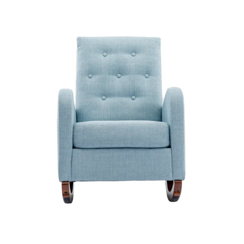 High Back Rocking Chair Nursery Chair .Comfortable Rocker Fabric Padded Seat .Modern High Back Armchair-海智集-Default-