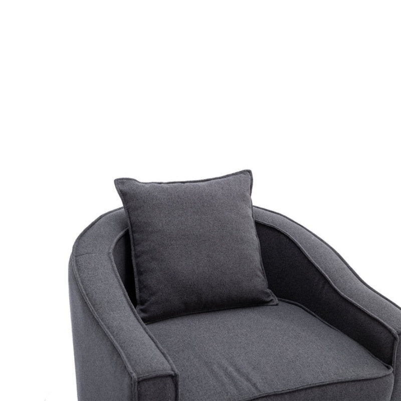 COOLMORE Accent Chair with Ottoman, Mid Century Modern Barrel Chair Upholstered Club Tub Round Arms Chair for Living Room-海智集-Default-