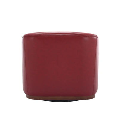 Swivel Barrel Chair, Comfy Round Accent Sofa Chair, 360 Degree Swivel, Wine Red PU, for Living Room, Office, Lounge-海智集-Default-