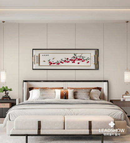 Chinese Landscape Embroidery Art - Silk Thread Mountain/Water Painting with Rosewood Frame-海智集-