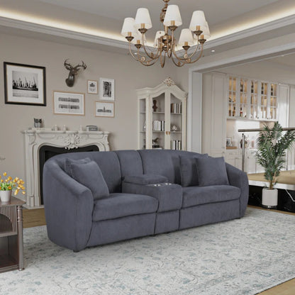 UNITED WE WIN corduroy fabric, two cup holders, storage, oversized two-seat, solid wood frame, high quality sponge filling, curved placement sofa-海智集-Default-