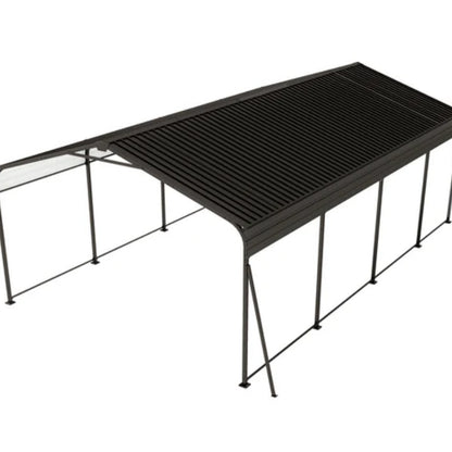 Metal Carport 12×20 Car Port, Outdoor Storage Heavy Duty Metal Canopy Multi-Use Garage Shed for Car and Truck, Carport Kit with Galvanized Steel Roof Building and Frame-海智集-Default-