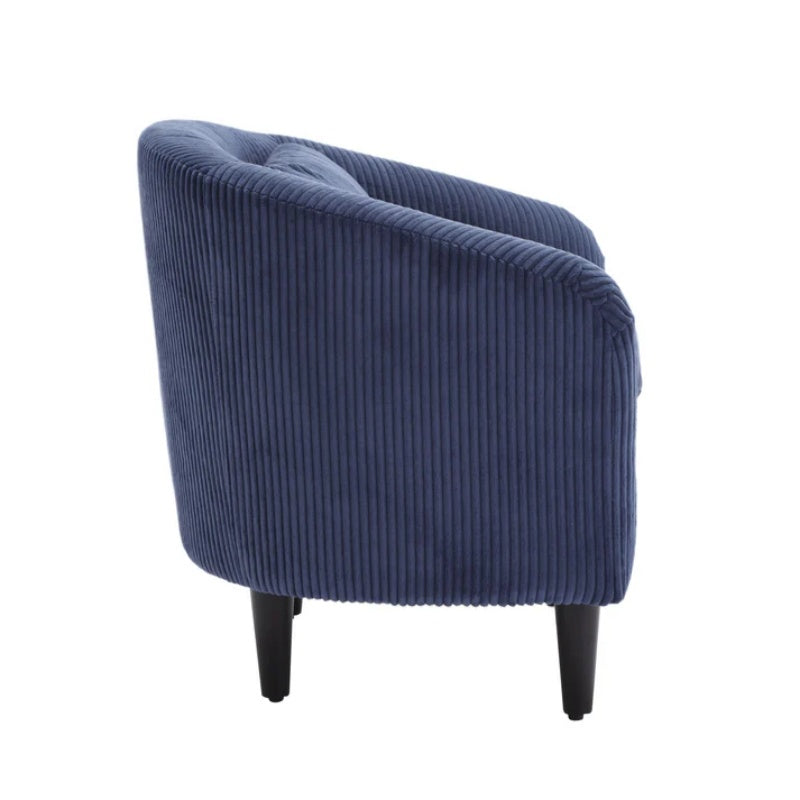 COOLMORE Living Room Accent Barrel Chair, Century Modern Style Decorative Chair, Armchair for Living Room with Thick Cushions and Pillows, Comfy Single Sofa Chair, Chair with Wooden Legs,Blue-海智集-Default-
