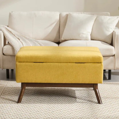 Mid-century modern square coffee table storage bench, assembled, suitable for living room, entryway and family room, used as a coffee table, stirrups, shoe bench-海智集-Default-