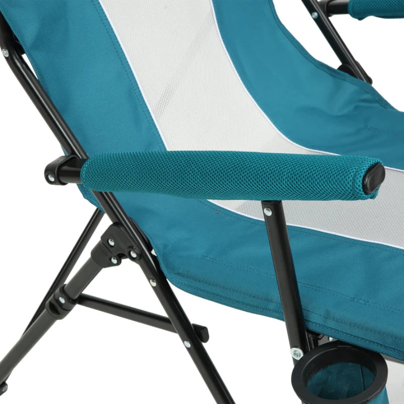 Steel folding Mesh Quad Camping Chair, with Cup Holder, & Carry Bag; Blue-海智集-Default-
