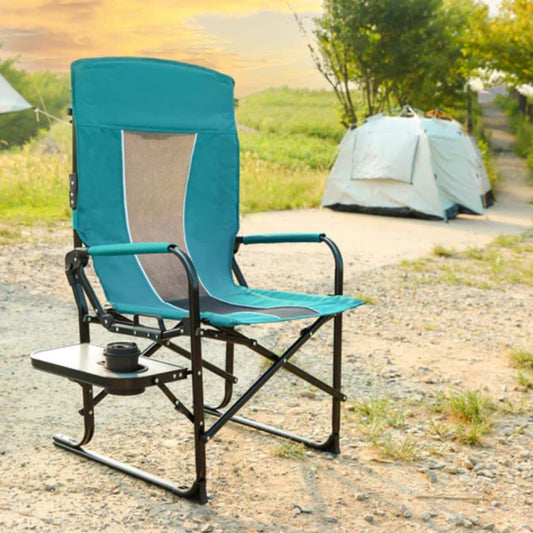 Camping Directors Chair, Heavy Duty,Oversized Portable Folding Chair with Side Table, Pocket for Beach, Fishing,Trip,Picnic,Lawn Blue-海智集-Default-