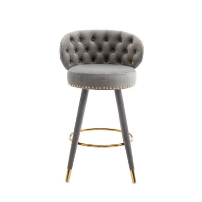 COOLMORE Counter Height Bar Stools Set of 2 for Kitchen Counter Solid Wood Legs with a fixed height of 360 degrees-海智集-Default-