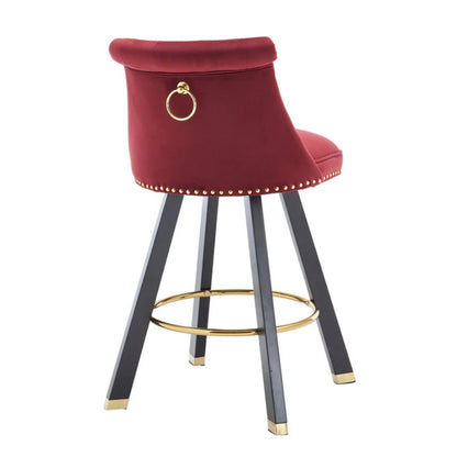 COOLMORE Set of 2,Back pull point design, velvet material, 360 degree rotation, back pull loop detachable design, rivet decoration, square foot wooden bar chair-海智集-Default-