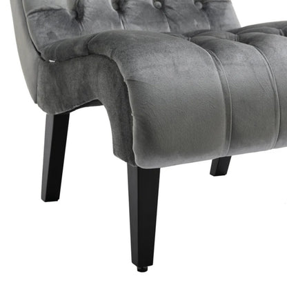 COOLMORE Modern Velvet Armless Accent Living Room Chair / Leisure Chair,Upholstered Fabric Button Comfortable Chair with Wooden Legs for Bedroom, Living Room, Office (Silver Velvet)-海智集-Default-